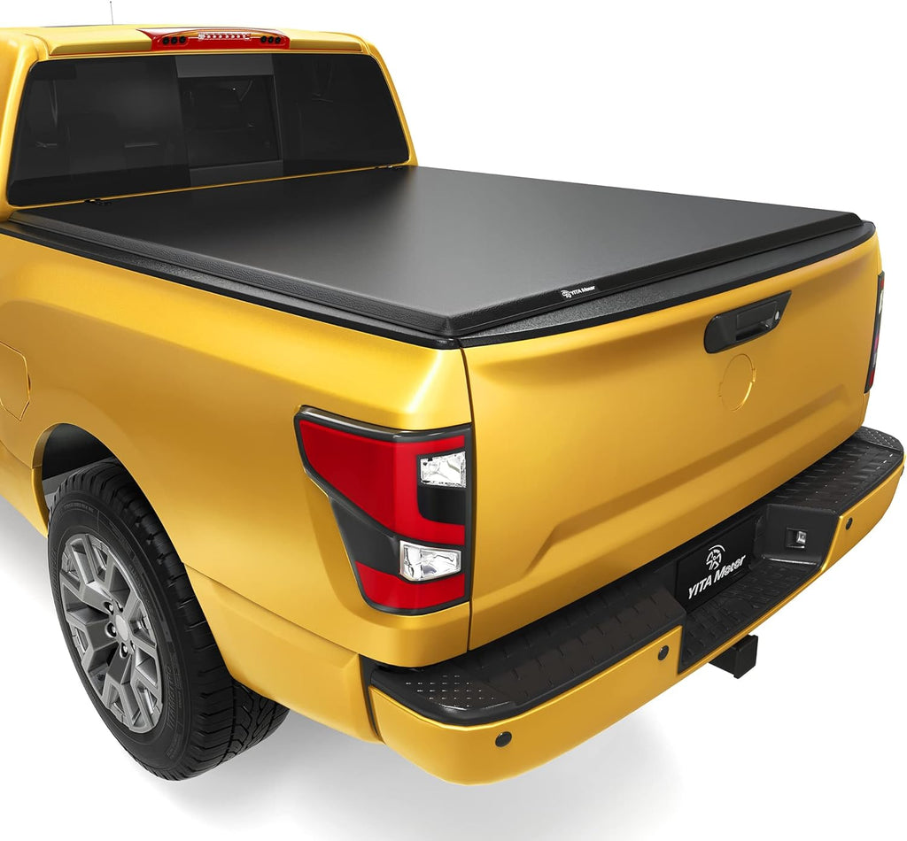 YITAMOTOR® Funda Tonneau suave para caja de camioneta de tres pliegues compatible con Nissan Frontier 2022-2024 con caja de 6 pies