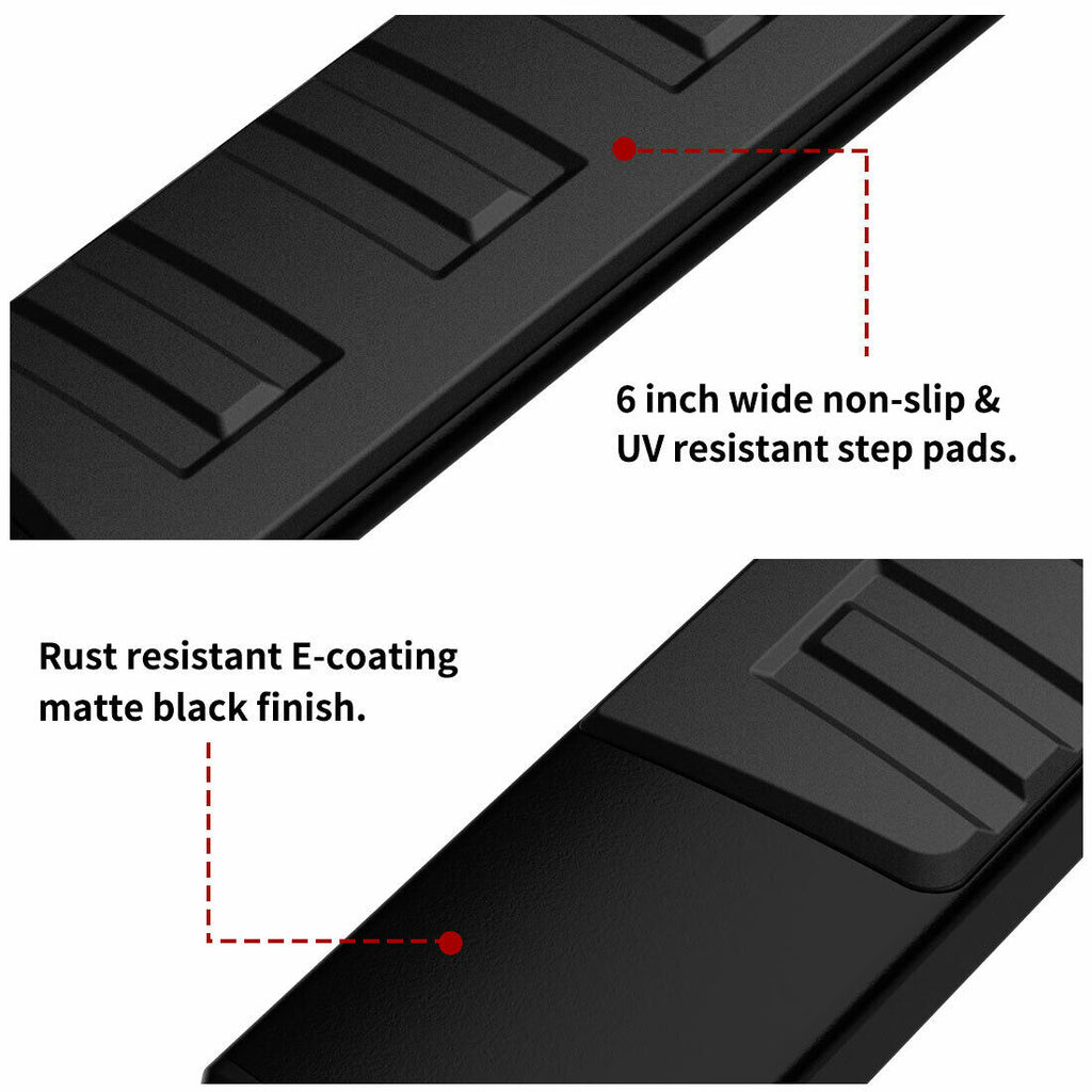 YITAMOTOR® 6" Running Boards For 15-24 Ford F150 Super Cab, 17-24 Ford F250 F350 SuperCab Aluminum Black Side Steps Nerf Bars
