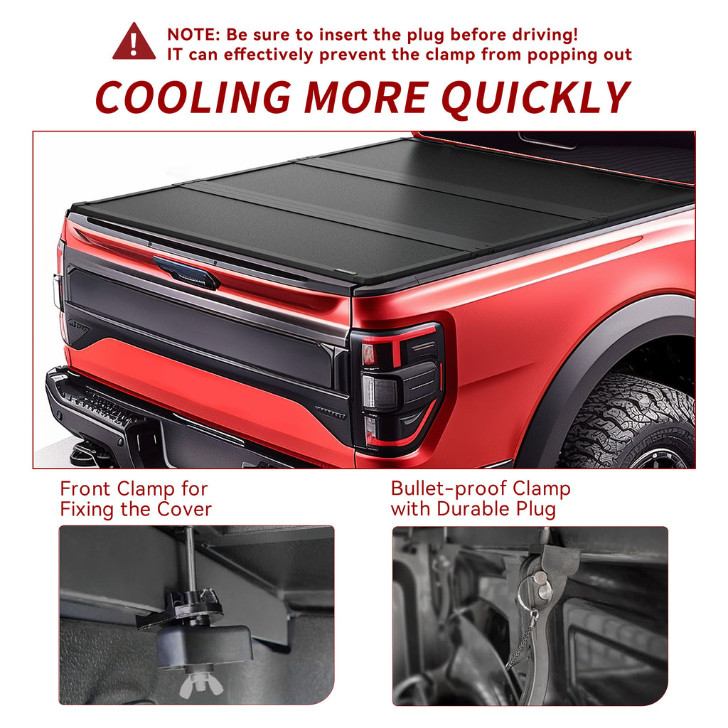 YITAMOTOR® 6ft Hard Tri-Fold Tonneau Cover for 2016-2023 Toyota Tacoma, Pickup Truck Bed Top