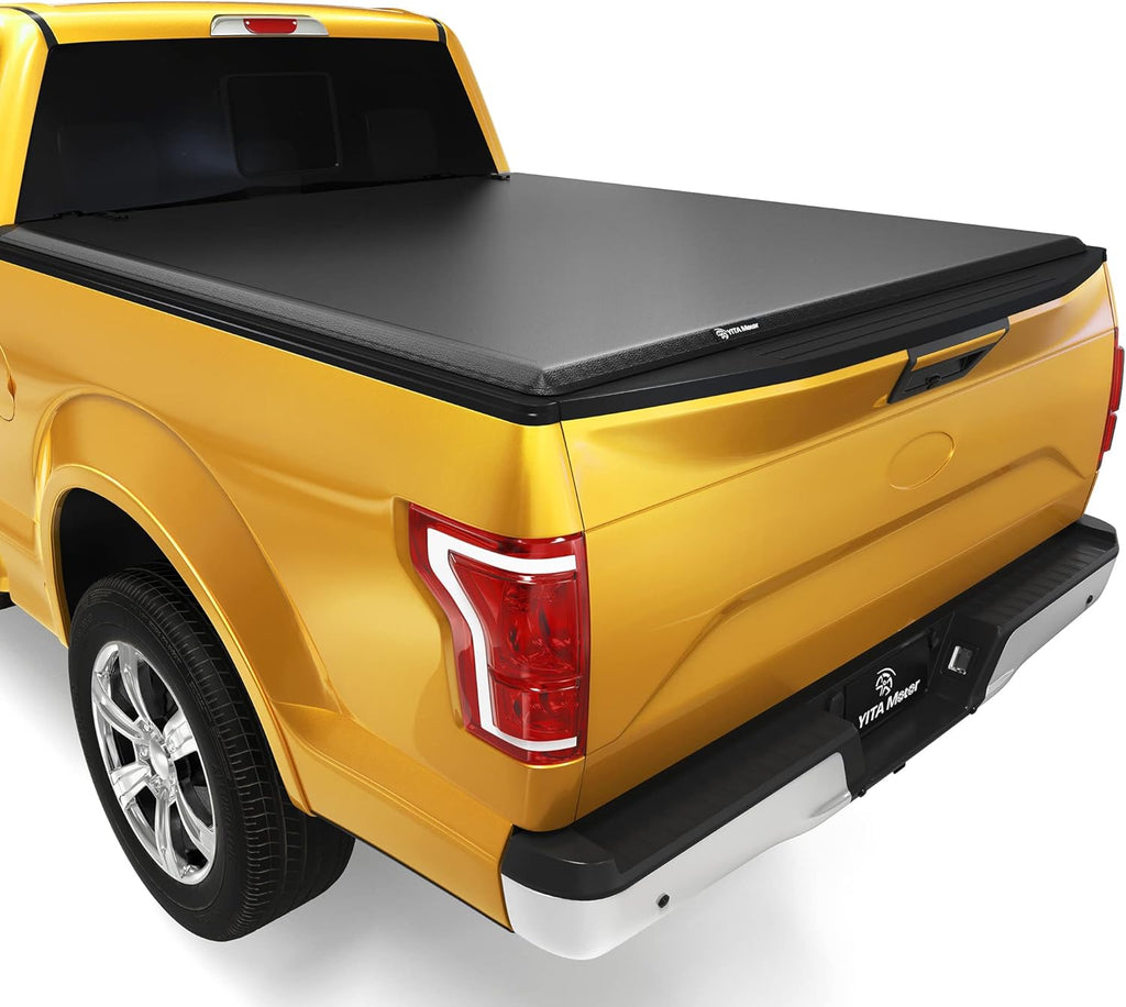 YITAMOTOR® Soft Quad Fold Truck Bed Tonneau Cover Compatible with 1999-2023 Ford F-250 F-350 F250 F350 Super Duty 8 ft Bed