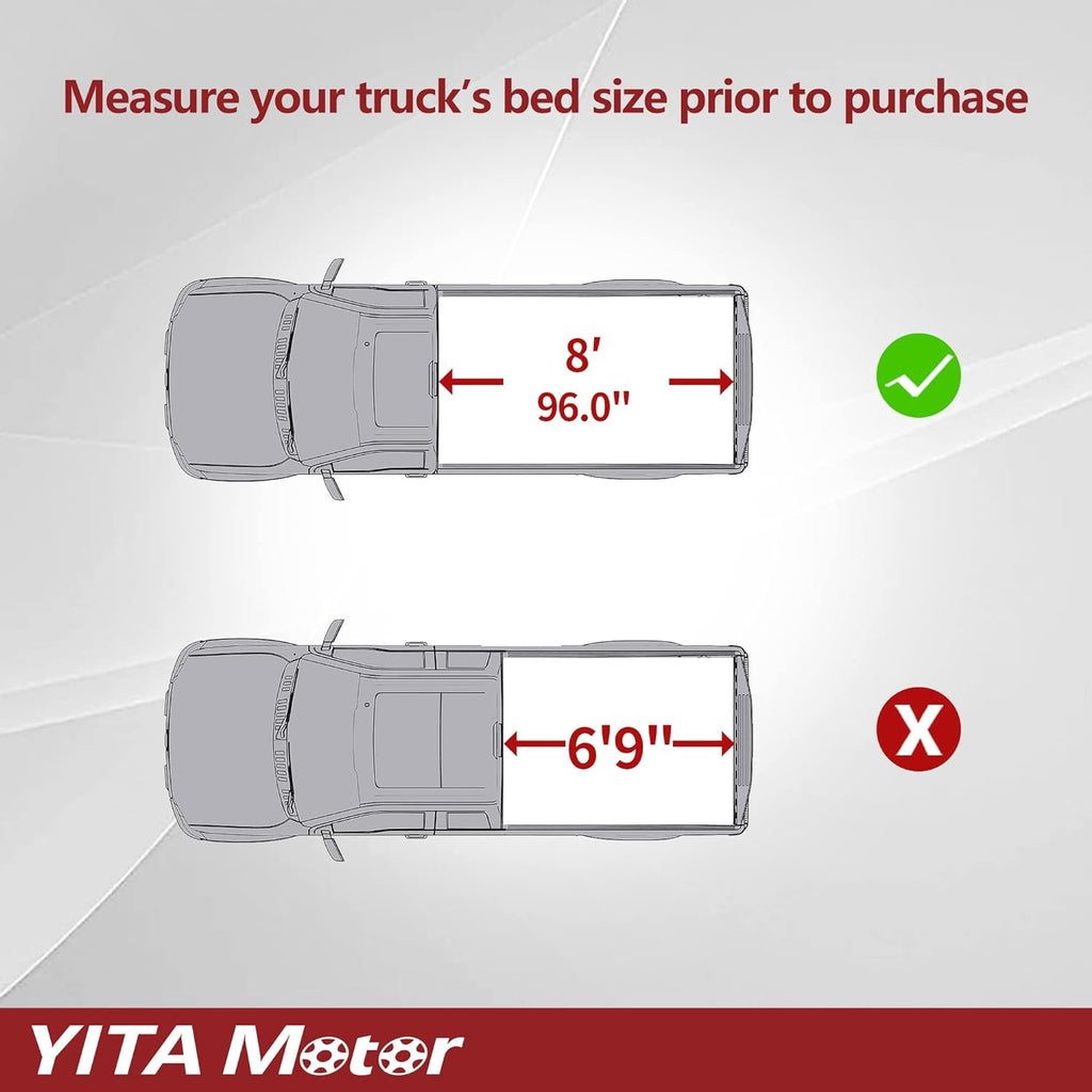 YITAMOTOR® Soft Roll Up Truck Bed Tonneau Cover Compatible with 1999-2016 Ford F-250 F-350 F250 F350 Super Duty 8 ft Bed