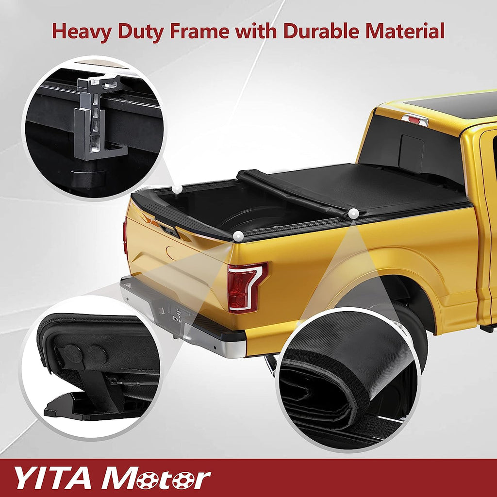 YITAMOTOR® Soft Roll Up Truck Bed Tonneau Cover Compatible with 1999-2016 Ford F-250 F-350 F250 F350 Super Duty 8 ft Bed