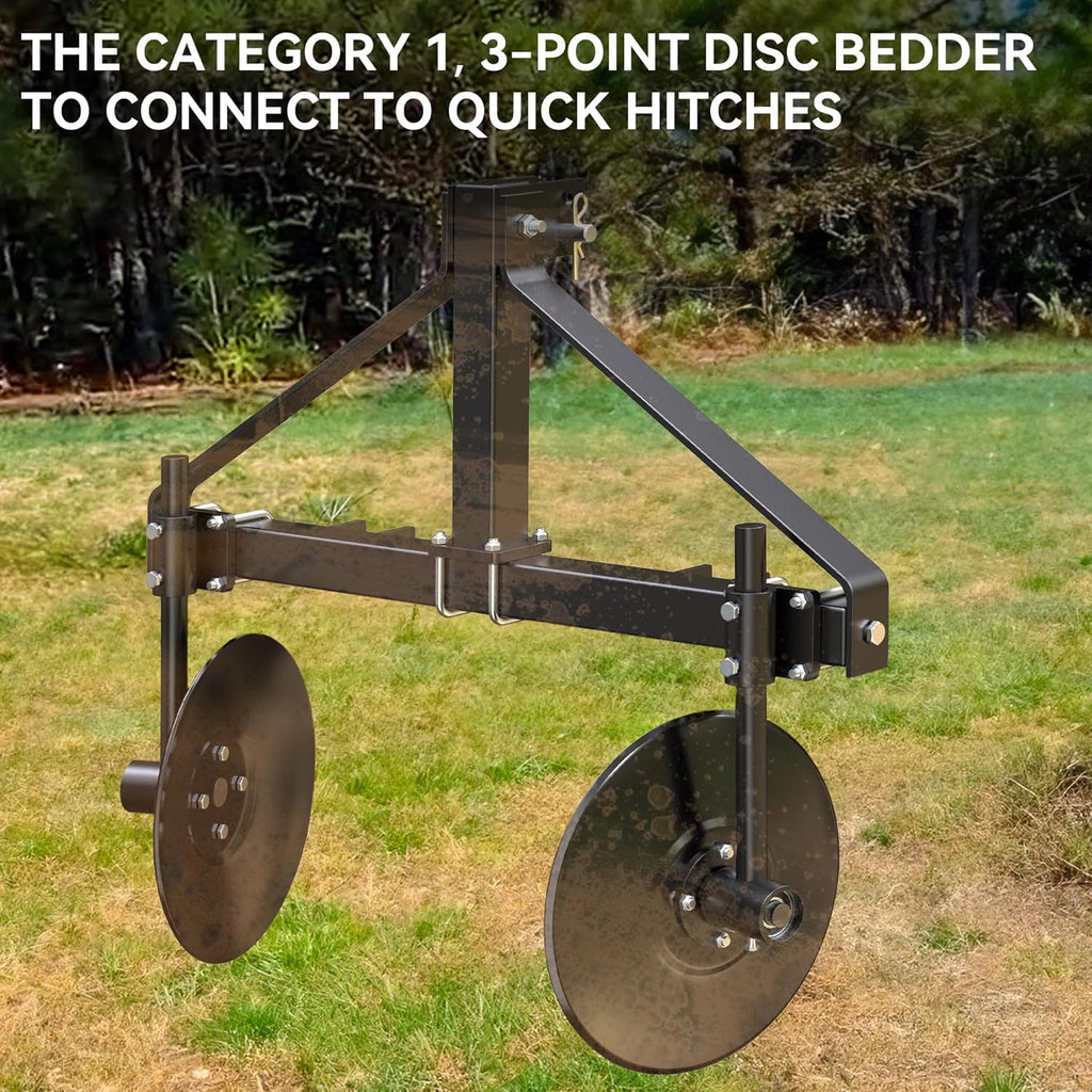 YITAMOTOR® 48.7" Adjustable Disc Bedder, Heavy Duty Garden Disc Plow Compatible for Category 1, 3 Point Quick Hitch for Tractor