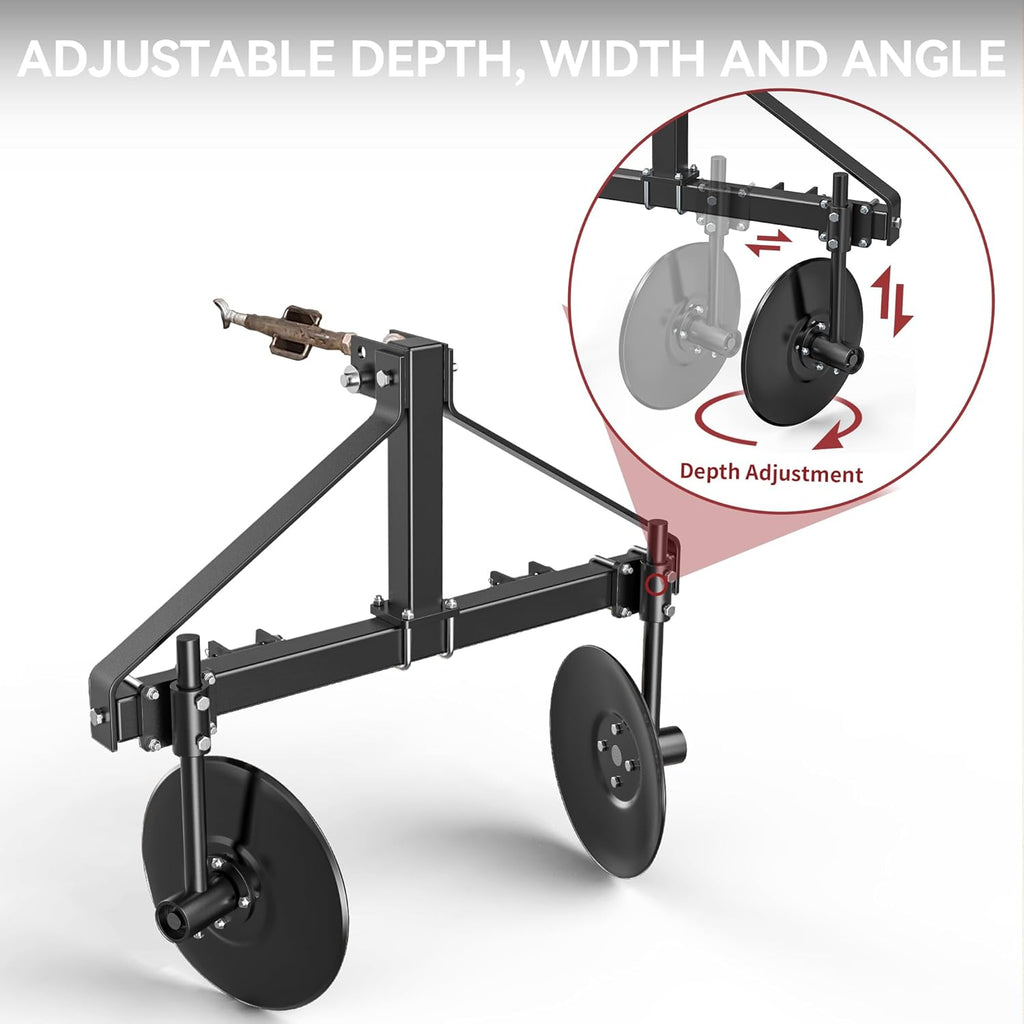 YITAMOTOR® 48.7" Adjustable Disc Bedder, Heavy Duty Garden Disc Plow Compatible for Category 1, 3 Point Quick Hitch for Tractor