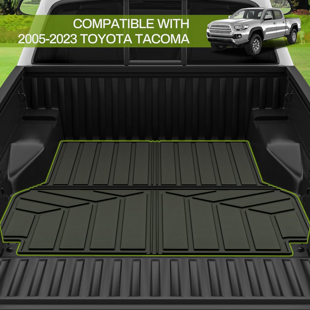 YITAMOTOR® TPE Truck Bed Mat for 2005-2023 Toyota Tacoma Double Cab with 5ft Short Bed 4-Door, Tacoma Accessories, Heavy-Duty Toyota Tacoma Truck Bed Mat, Black