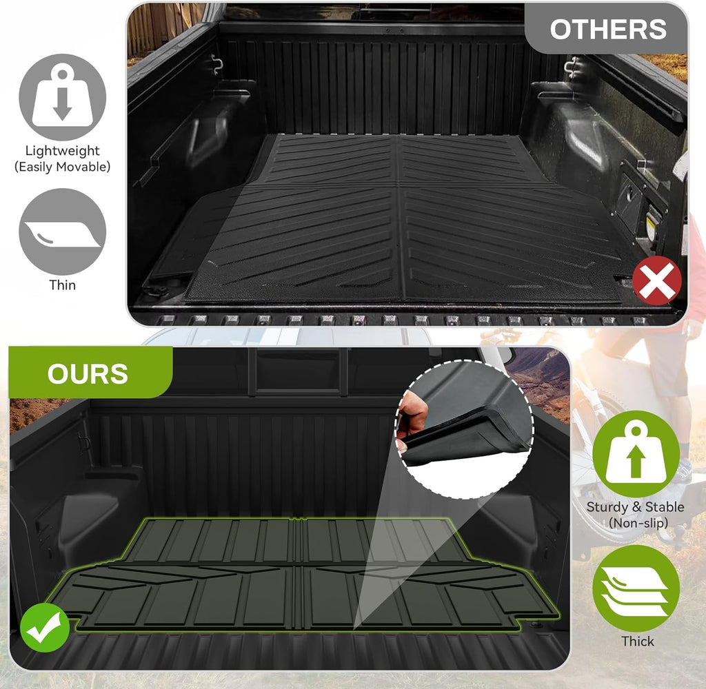 YITAMOTOR® TPE Truck Bed Mat for 2005-2023 Toyota Tacoma Double Cab with 5ft Short Bed 4-Door, Tacoma Accessories, Heavy-Duty Toyota Tacoma Truck Bed Mat, Black