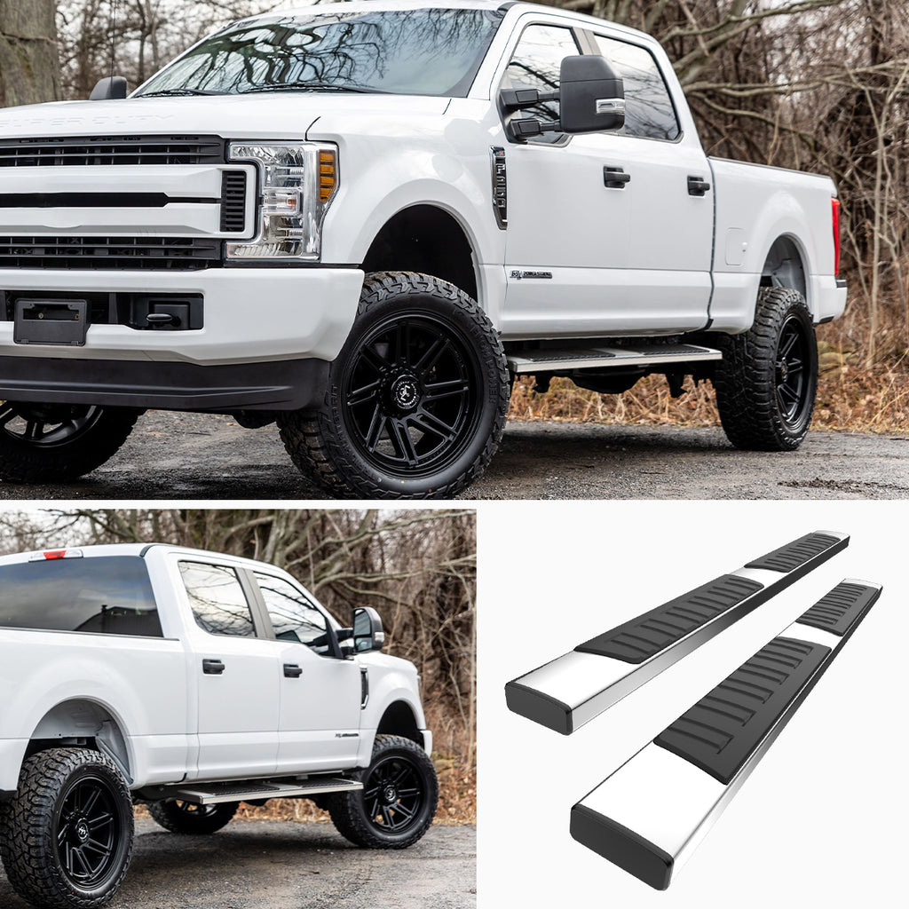 YITAMOTOR® estribos de 6 pulgadas para Ford F150 SuperCrew Cab 2015-2024, Ford F250 F350 F450 F550 Super Duty Crew Cab 2017-2024, barras Nerf plateadas para escalones laterales