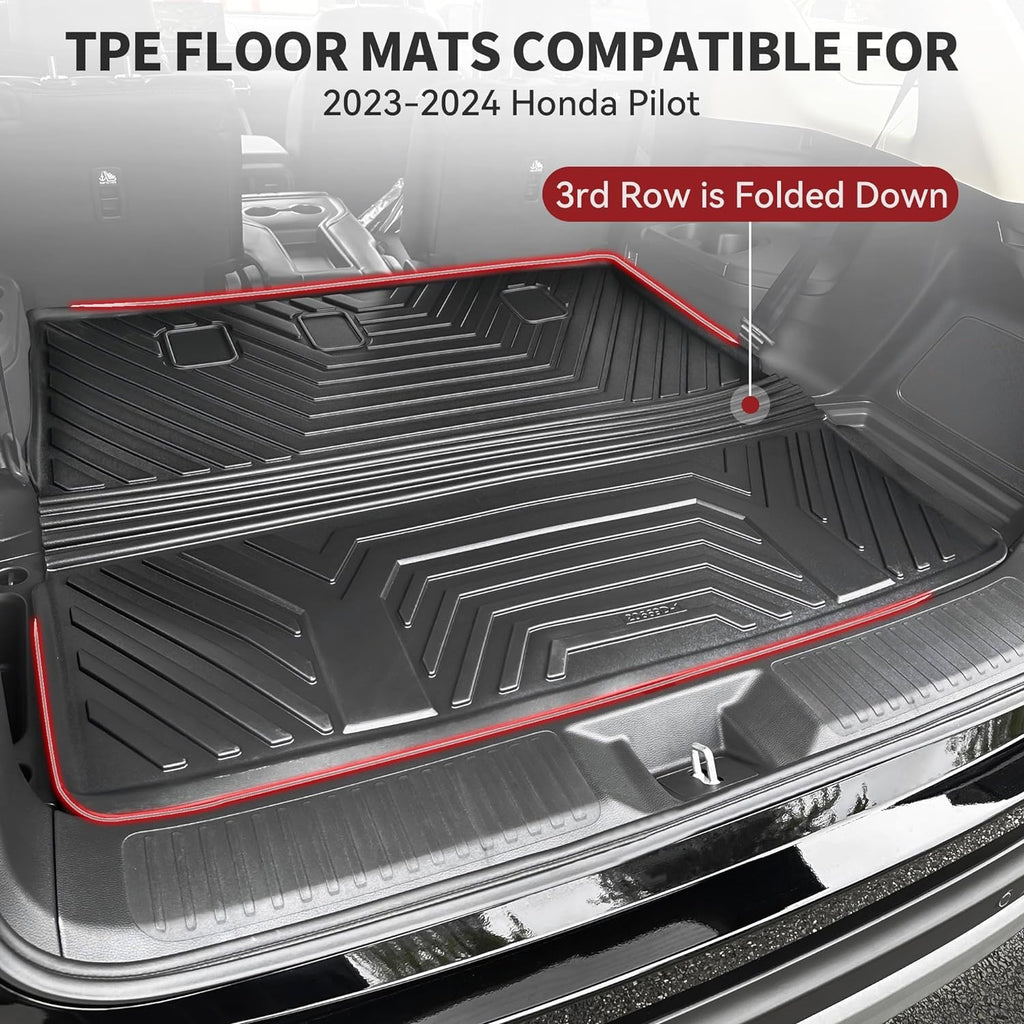 YITAMOTOR® 2023-2025 Honda Pilot Cargo Trunk Liner, Custom Fit All-Weather Mat with Backrest Protection Behind 3rd Row, Black