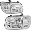 YITAMOTOR® Conjunto de faros delanteros compatible con Tundra Double/Crew Cab 2005-2006 2005 2006 2007 Sequoia Carcasa cromada Lente transparente Reflector transparente (no apto para cabina regular y cabina Assess)