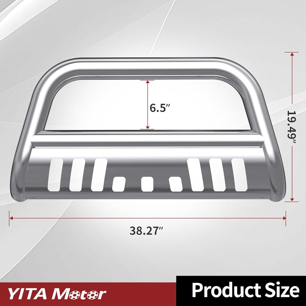 YITAMOTOR® Bull Bar compatible con Toyota Tacoma 2016-2023 (excluye modelos TRD), protector de cepillo de tubo de 3" Barra de empuje del parachoques delantero de camioneta con placa protectora de rejilla