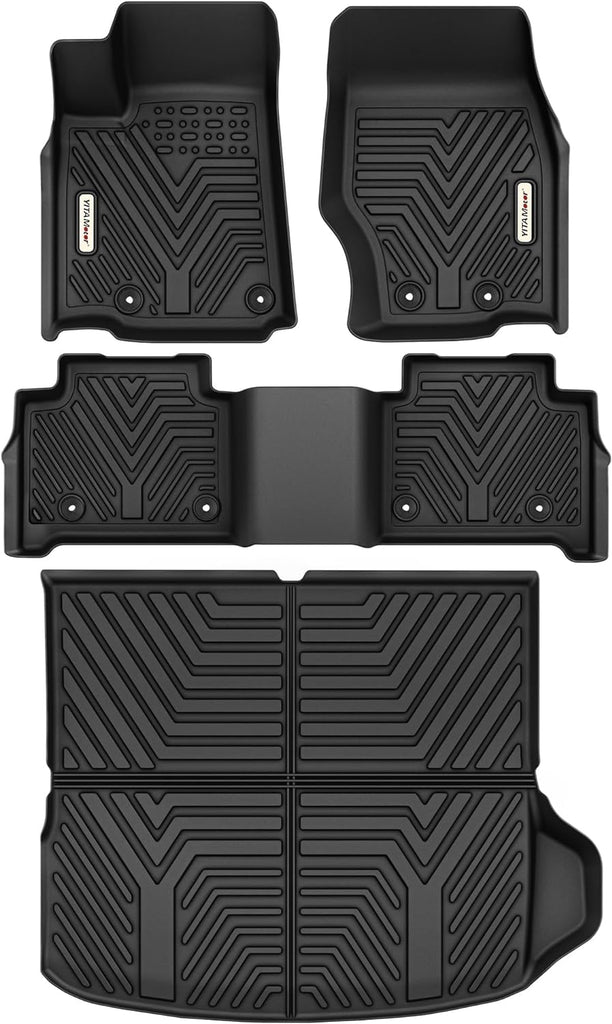 YITAMOTOR® Tapetes y revestimiento de carga para Jeep Grand Cherokee 2022-2024 (NO para WK o Grand Cherokee L), ajuste personalizado TPE para todo clima, 1.a y 2.a filas y maletero, juego completo de tapetes, revestimientos para piso automotriz, negro