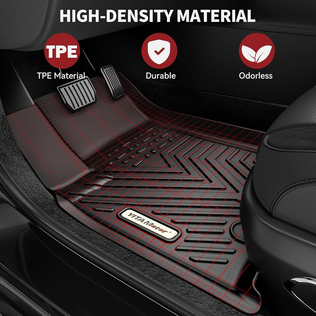 YITAMOTOR® Floor Mats & Cargo Liner for 2022-2024 Jeep Grand Cherokee (NOT for WK or Grand Cherokee L), Custom Fit TPE All Weather 1st & 2nd Rows and Trunk Full Set Mats Automotive Floor Liners, Black