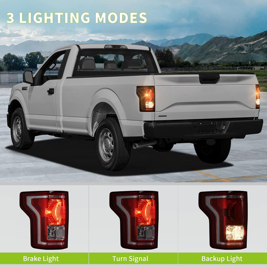 Conjunto de luces traseras YITAMOTOR® para Ford F-150 2015-2017 Luces traseras Luces traseras Luz trasera Rojo transparente Conjunto de repuesto OE - Lado del conductor