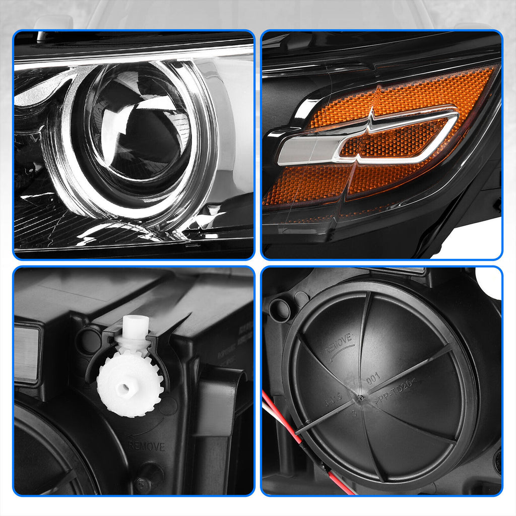YITAMOTOR® 2014-2020 Chevy Impala Proyector halógeno con carcasa negra LH+RH Par de faros delanteros