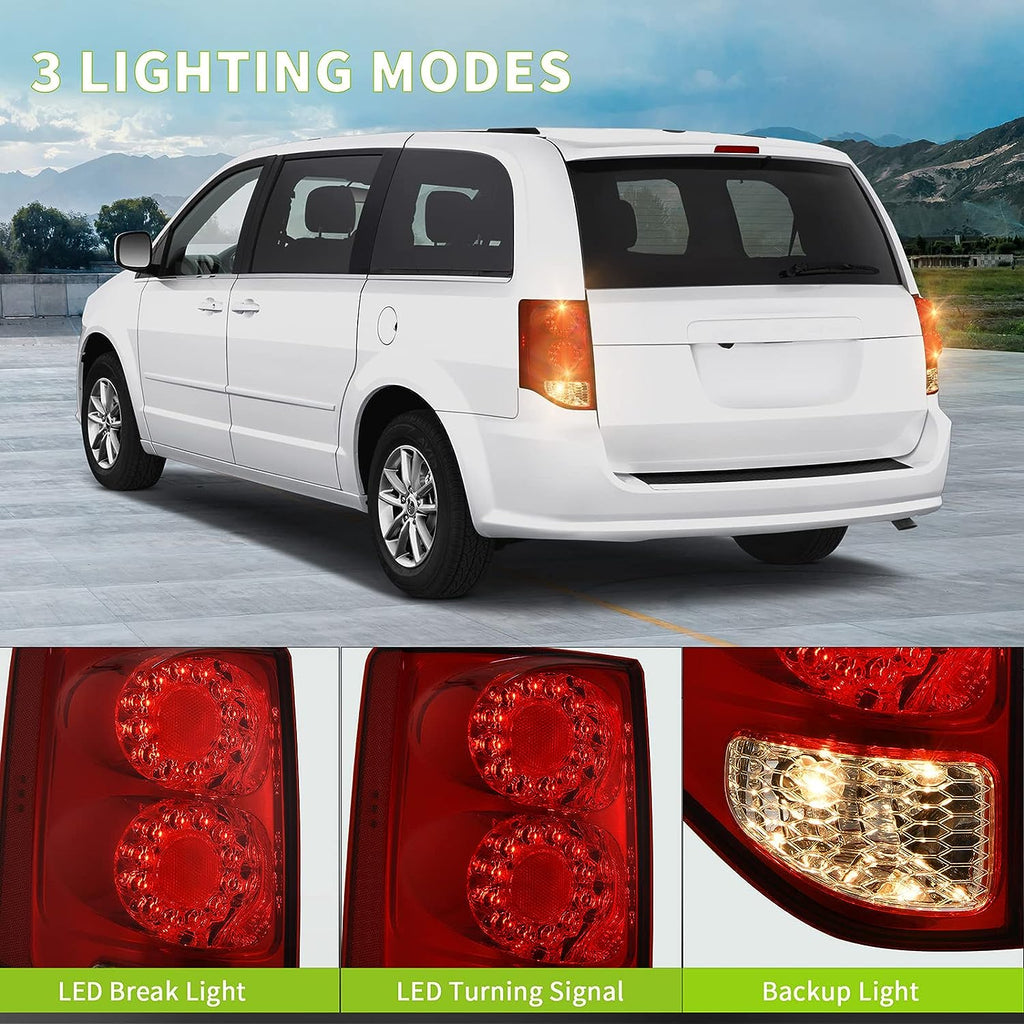 YITAMOTOR® Luz trasera LED Luz trasera Lámpara de freno con bombilla interior para Dodge Grand Caravan 2011-2020 11-20 Dodge Grand Caravan-lado izquierdo del conductor