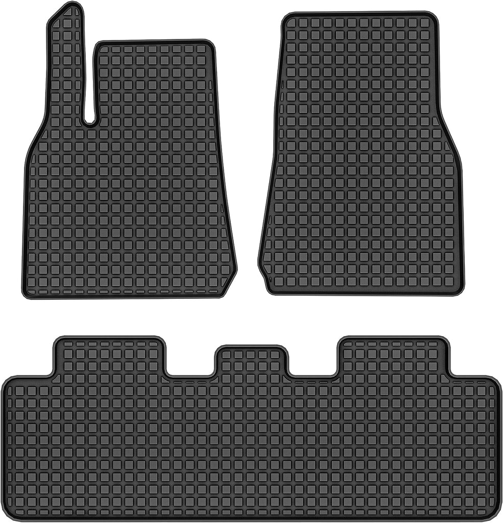 YITAMOTOR® 2D Floor Mats For 2020-2024 Tesla Model Y 1st & 2nd Row All Weather Liners 3pcs