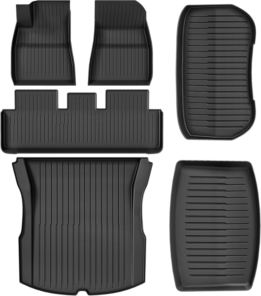 YITAMOTOR® Full Set Floor Mats for 2024 Tesla Model 3 Highland, Includes 2 Rows & Cargo Liner, All-Weather TPE Front, Rear & Cargo Mats Accessories