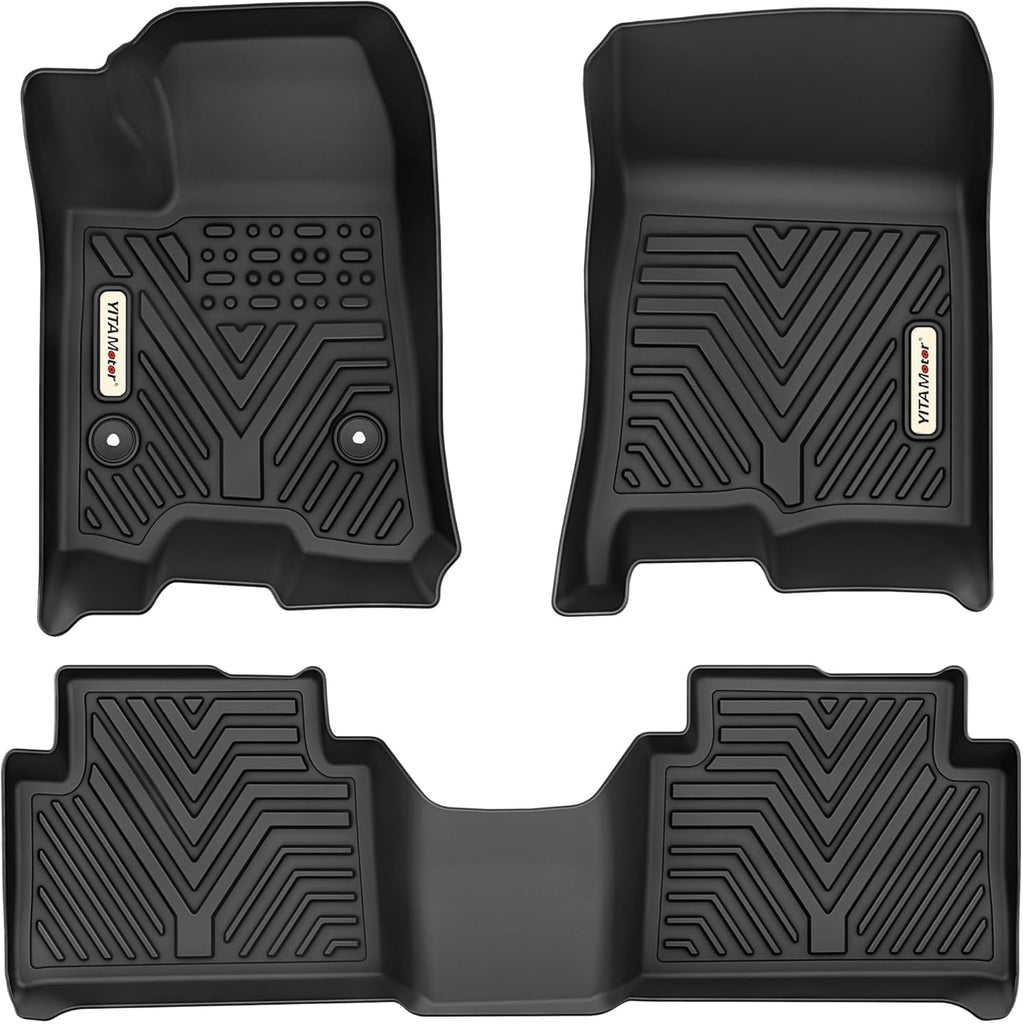 YITAMOTOR® Custom TPE All-Weather Floor Mats for 2023-2024 Chevrolet Colorado & GMC Canyon Crew Cab, Front & Rear Row Liners, Black