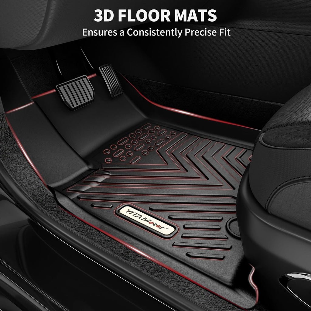 YITAMOTOR® Custom TPE All-Weather Floor Mats for 2023-2024 Chevrolet Colorado & GMC Canyon Crew Cab, Front & Rear Row Liners, Black
