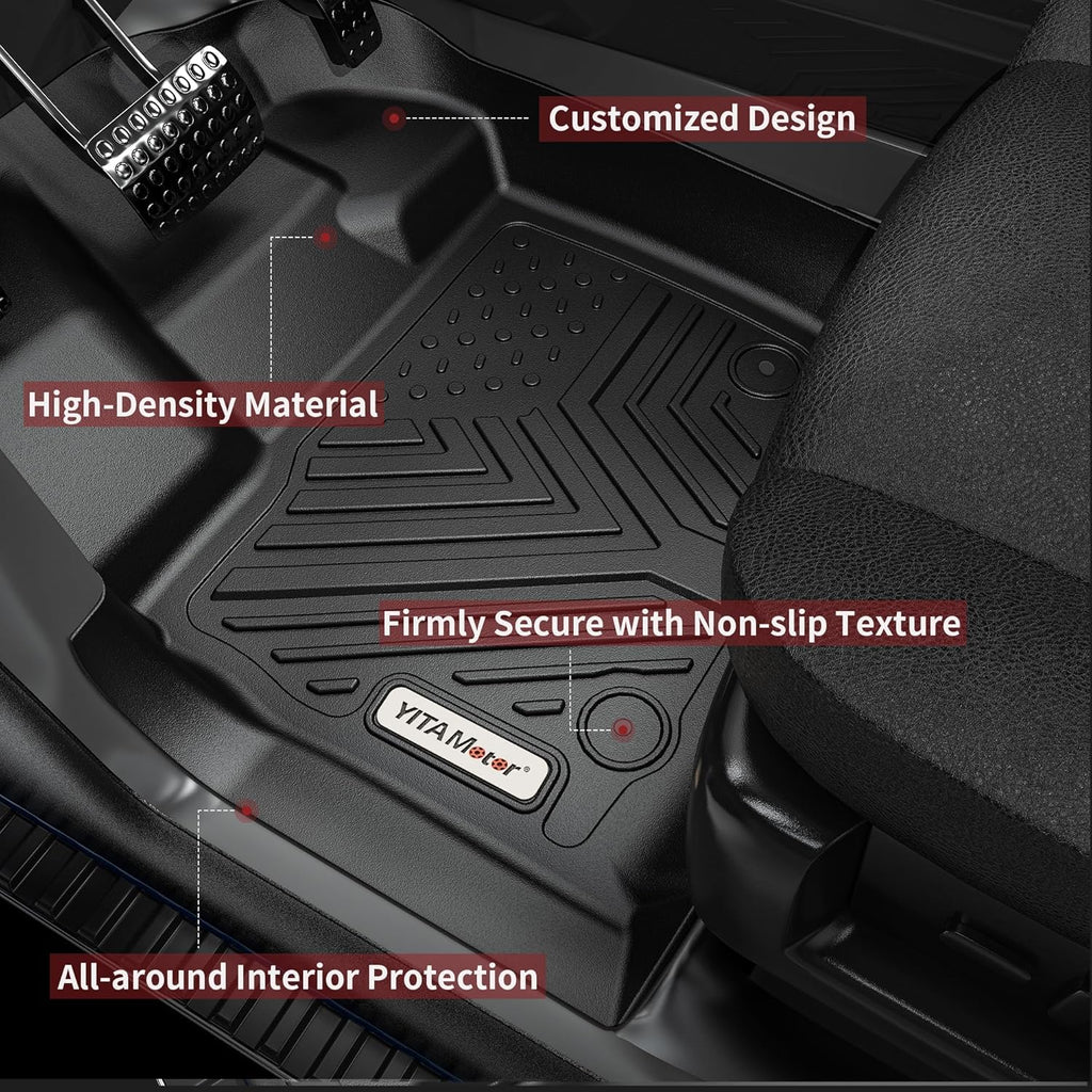 YITAMOTOR® Custom TPE All-Weather Floor Mats for 2023-2024 Chevrolet Colorado & GMC Canyon Crew Cab, Front & Rear Row Liners, Black