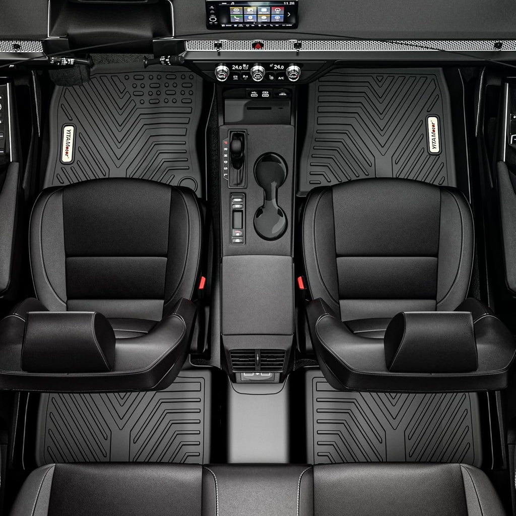 YITAMOTOR® Custom TPE All-Weather Floor Mats for 2023-2024 Chevrolet Colorado & GMC Canyon Crew Cab, Front & Rear Row Liners, Black