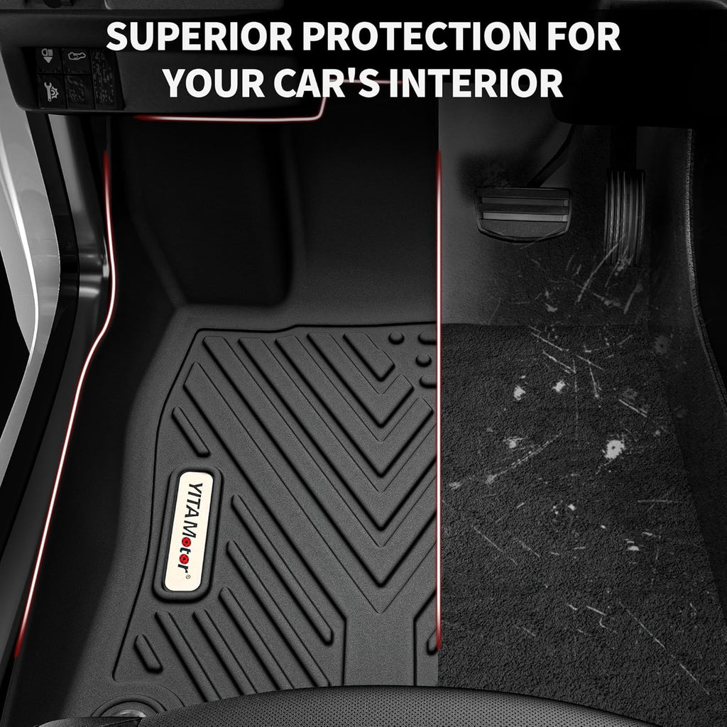 YITAMOTOR® Custom Fit TPE All-Weather Floor Mats for 2019-2024 Ram 2500/3500 Crew Cab, Front & Rear Row Liners, Black