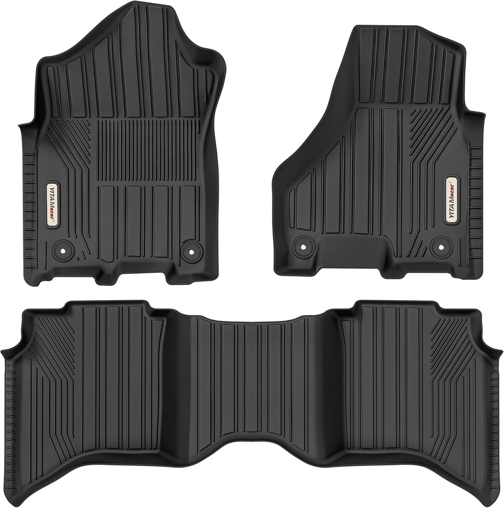 YITAMOTOR® Custom Fit TPE All-Weather Floor Mats for 2019-2024 Ram 2500/3500 Crew Cab, Front & Rear Row Liners, Black