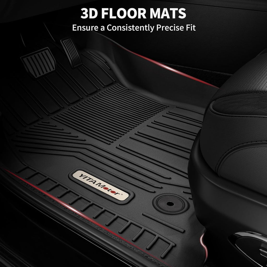 YITAMOTOR® Custom Fit TPE All-Weather Floor Mats for 2019-2024 Ram 2500/3500 Crew Cab, Front & Rear Row Liners, Black