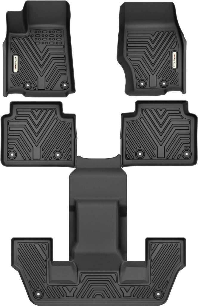YITAMOTOR® Floor Mats for 2021-2024 Jeep Grand Cherokee L (6 Passenger Without Center Console) Custom Fit Jeep Grand Cherokee L TPE All Weather 1st, 2nd Row and 3 Rows Full Set Car Mats, Black