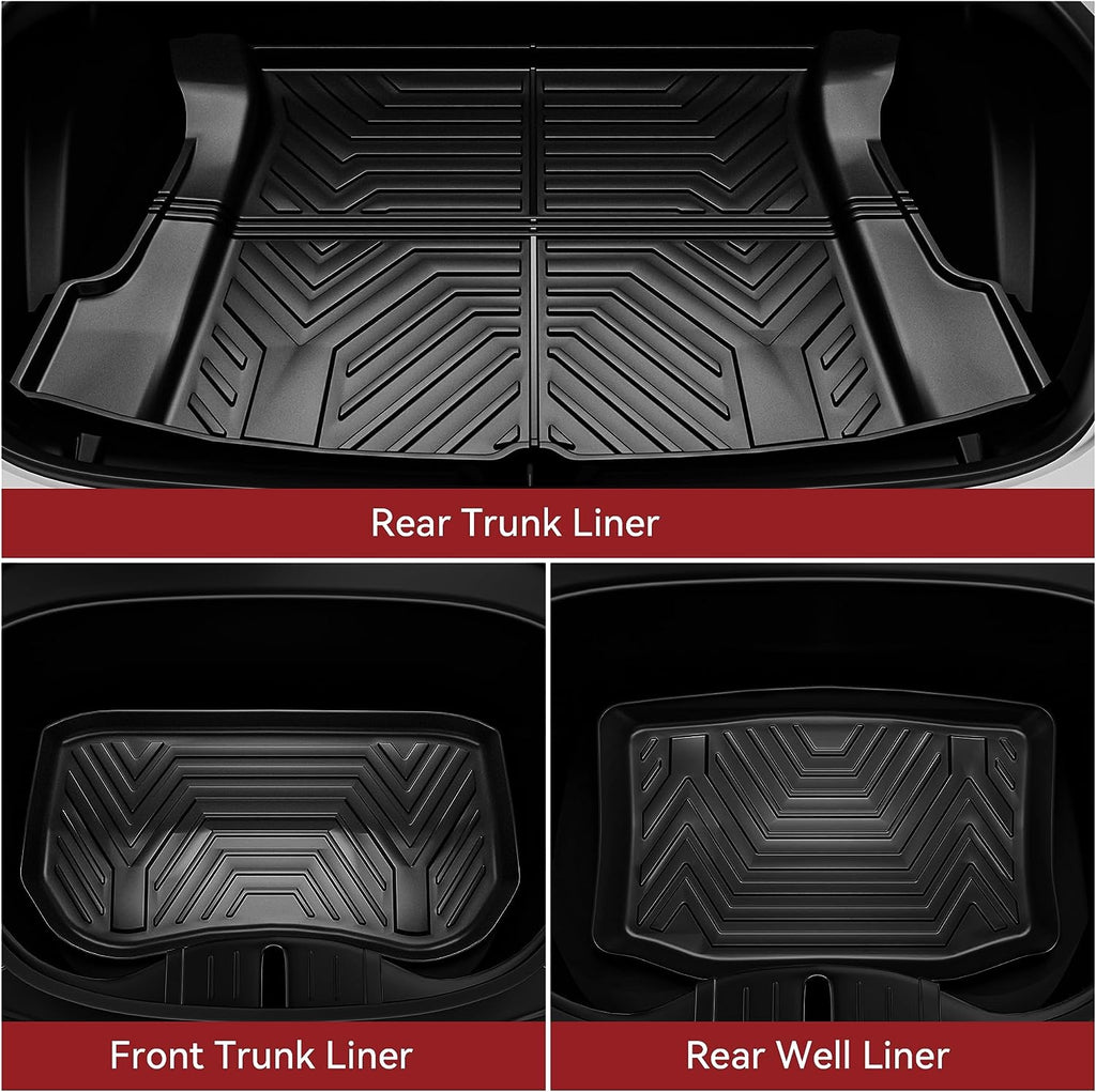 YITAMOTOR® Floor Mats & Cargo Liner for 2020-2023 Tesla Model 3 Front Rear All Weather 6pcs