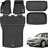 YITAMOTOR® All Weather Floor Mats Cargo Liners for 2020-2023 Tesla Model Y Front Rear Black