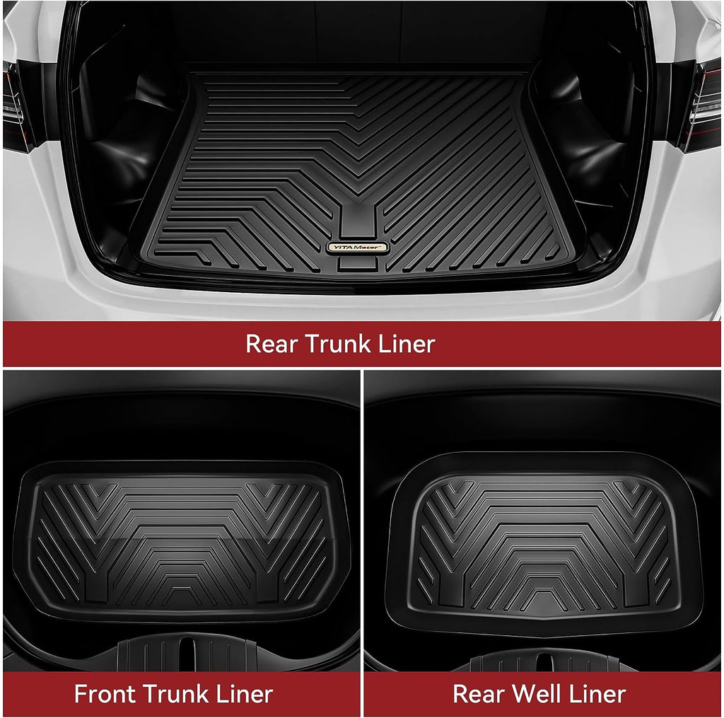 YITAMOTOR® All Weather Floor Mats Cargo Liners for 2020-2023 Tesla Model Y Front Rear Black