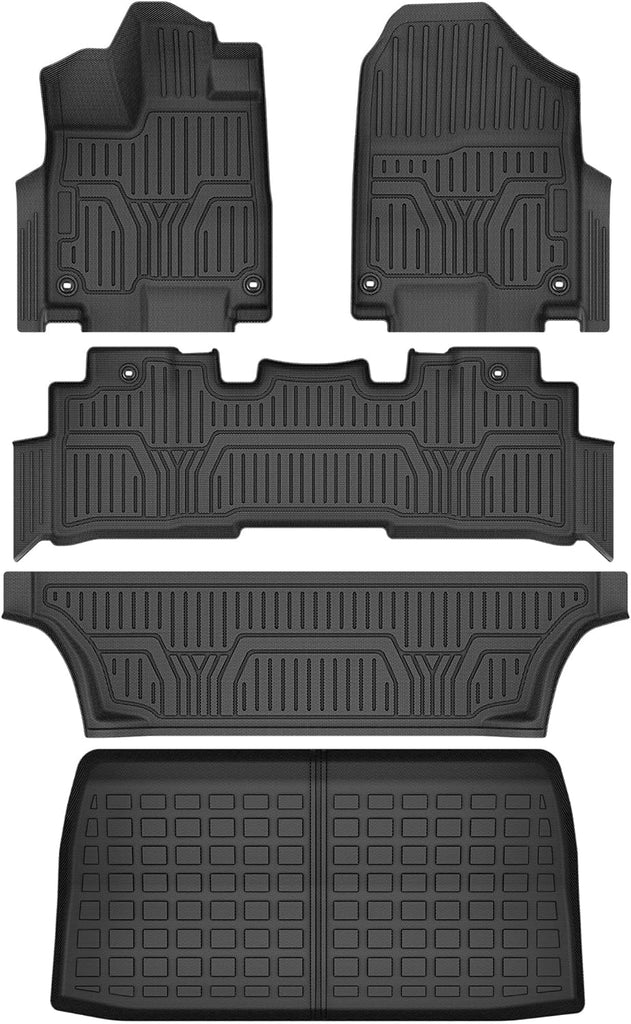 YITAMOTOR® Floor Mats and Cargo Liner Fit for 2018-2024 Honda Odyssey, TPE All Weather Custom Fit Honda Odyssey Floor Liner and Cargo Mats, 1st 2nd and 3rd Rows Car Mats and Trunk Liner Black