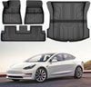 YITAMOTOR® Tesla Model 3 Floor Mats Set Custom Fit 2020-2023, TPE All-Weather Cargo Liners Rear Cargo Tray Trunk Automotive Floor Mat Interior Accessories, Black
