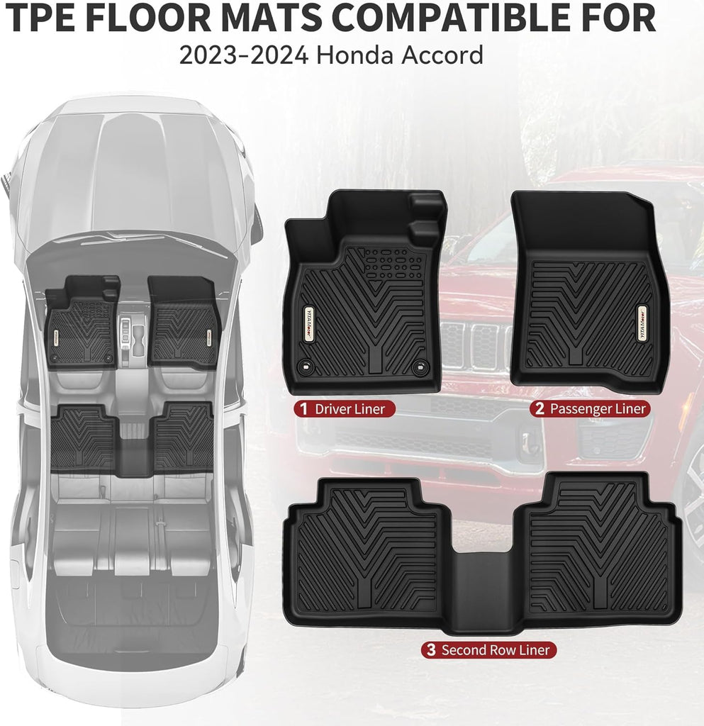 YITAMOTOR® Floor Mats for Honda Accord 2023 2024 (Include Hybrid) All Weather Custom Fit for 2023 Honda Accord Floor Liners 2024 Honda Accord Accessories, Black