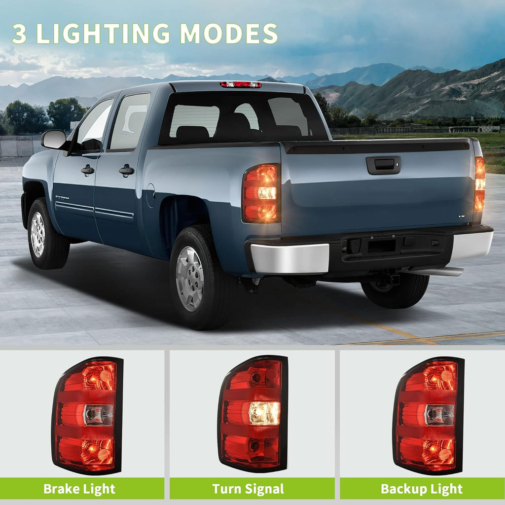 YITAMOTOR® Rear Tail light Tail Lamp With Bulb & Harness For 2007-2013 Chevy Silverado 1500/2500HD/3500HD,2014 Silverado 2500 HD/3500 HD,12-14 GMC Sierra 2500HD,07-14 Sierra 3500HD-Pair