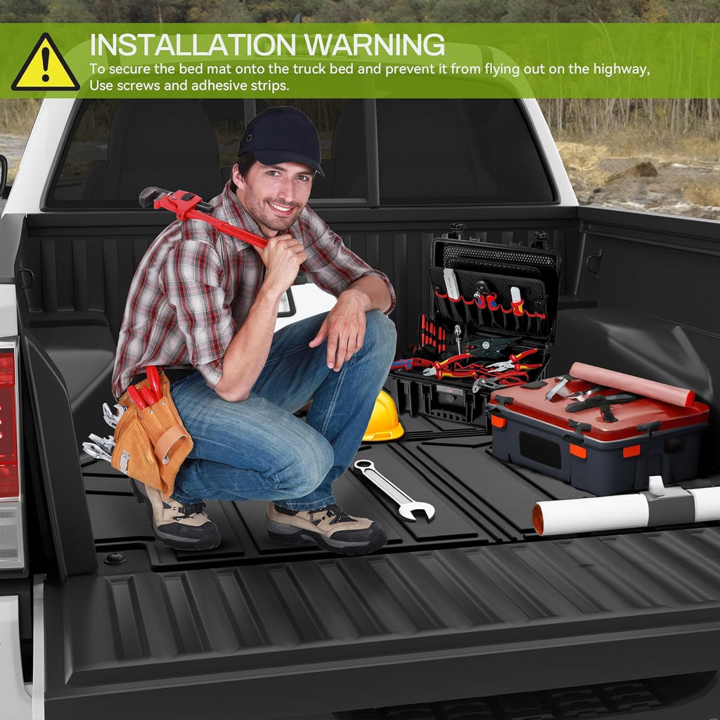 Alfombrilla para cama compatible con Toyota Tundra CrewMax Cab 2022-2024, cama corta de 5.5 pies, forro para caja de camión para accesorios Toyota Tundra, accesorios de protección para todo tipo de clima, alfombrillas para caja de camión