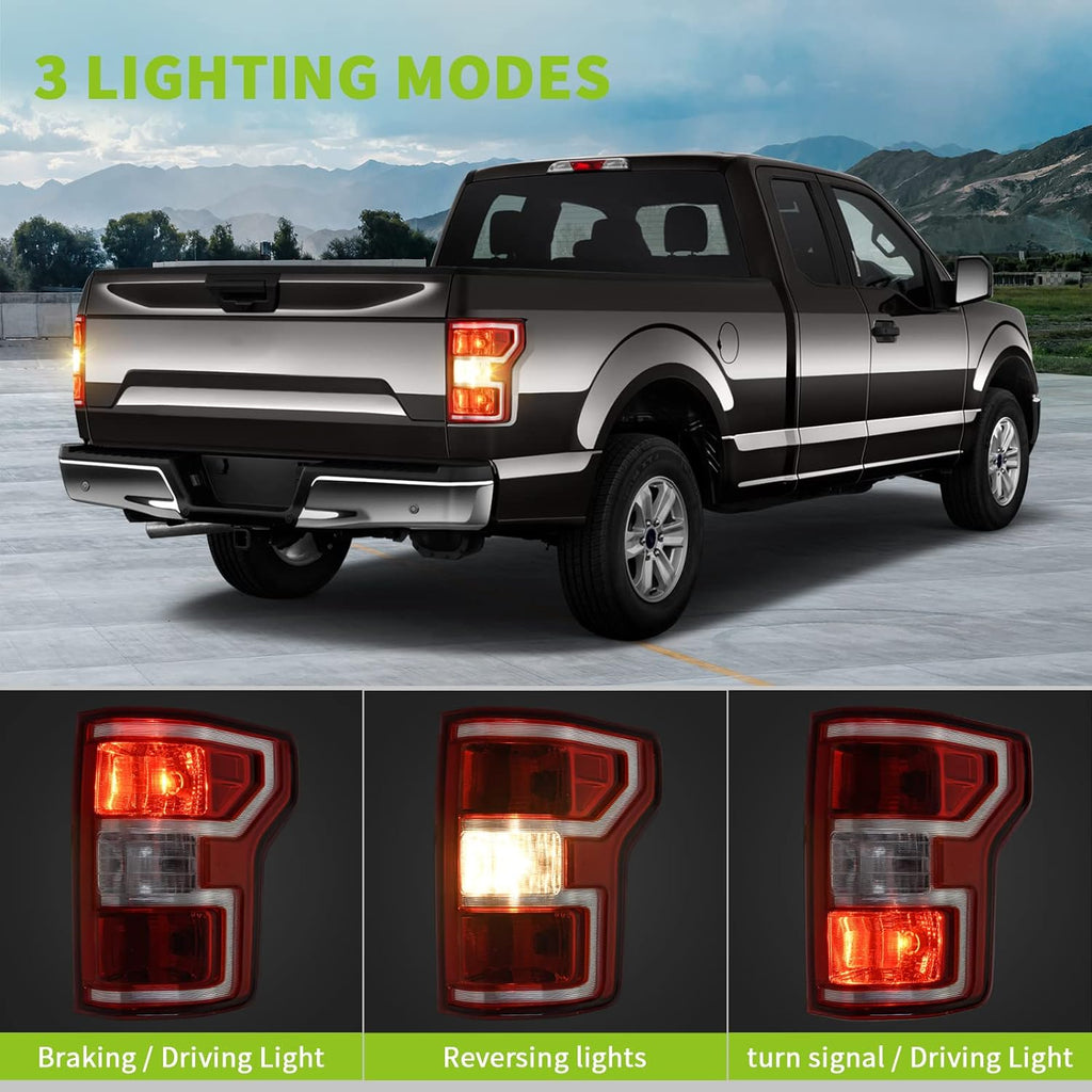 YITAMOTOR® Tail Light Assembly Compatible with 18-20 Ford F150 Halogen OE Replacement with Bulbs and Harness Red Brake Tail Light Rear Lamp - Right Side