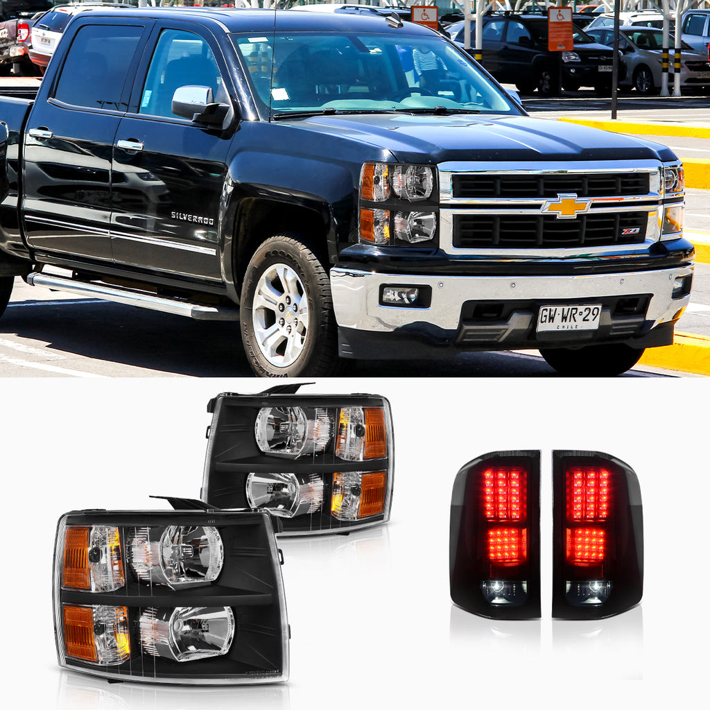 YITAMOTOR® 2007-2014 Chevy Silverado Headlights + Tail Lights Replacement