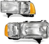YITAMOTOR® Amber Corner Chrome Headlights Assembly FOR 94-01 Dodge Ram 1500 94-02 2500 3500