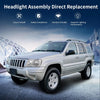 Headlight Assembly Compatible with 1999 - 2004 Grand Cherokee OE Replacement Headlamp Chrome Housing Clear Reflector Clear Lens
