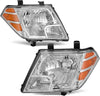YITAMOTOR® Headlight Assembly Compatible with 2009-2021 Nissan Frontier Chrome Housing Amber Reflector Clear Lens