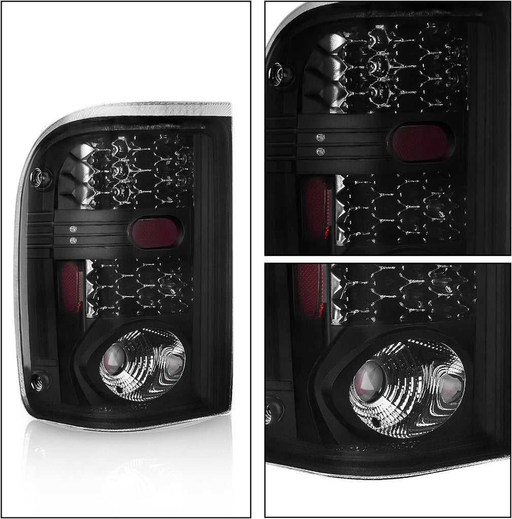 YITAMOTOR® Conjunto de faros traseros compatibles con Ford Ranger 2001-2005 Faros delanteros de repuesto con carcasa ahumada + luces traseras con lente ahumada