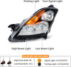 YITAMOTOR® Headlight Assembly Compatible with  Nissan Altima 4-Door Sedan 2007-2009 Black Housing with Amber Reflector Clear Lens
