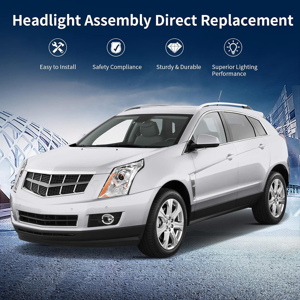 YITAMOTOR® Driver Side Halogen Only Projector Headlights For 2010-2016 Cadillac SRX w/ Bulb