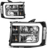 For 2007-2013 GMC Sierra 1500 2500HD 3500HD LED DRL Black Headlights Lamp Pair