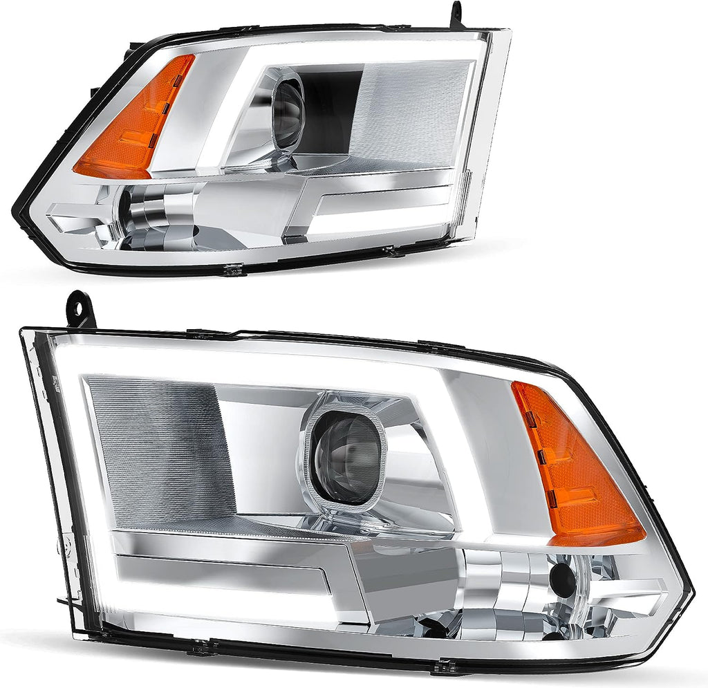 YITAMOTOR® Chrome LED DRL Bar Projector Headlights For 2009-2012 Dodge Ram 1500 2500 3500HD