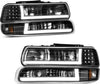 Conjunto de faros delanteros LED DRL compatible con Chevy Silverado 1500 2500 3500 2000-2006 Chevrolet Suburban Tahoe 1999-2002 par de faros delanteros con carcasa negra