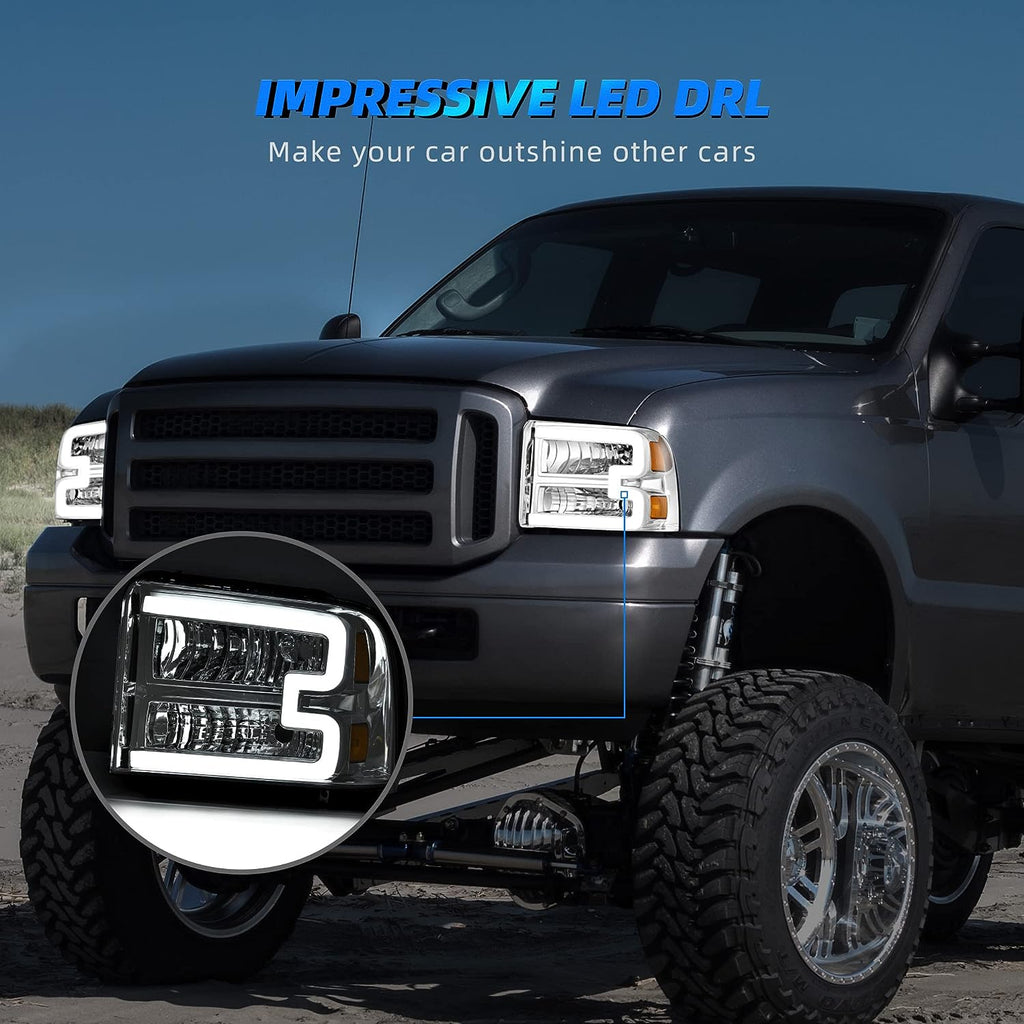 YITAMOTOR® LED DRL Headlights For 2005-2007 Ford F250 F350 F450 F550 Super Duty Lamp