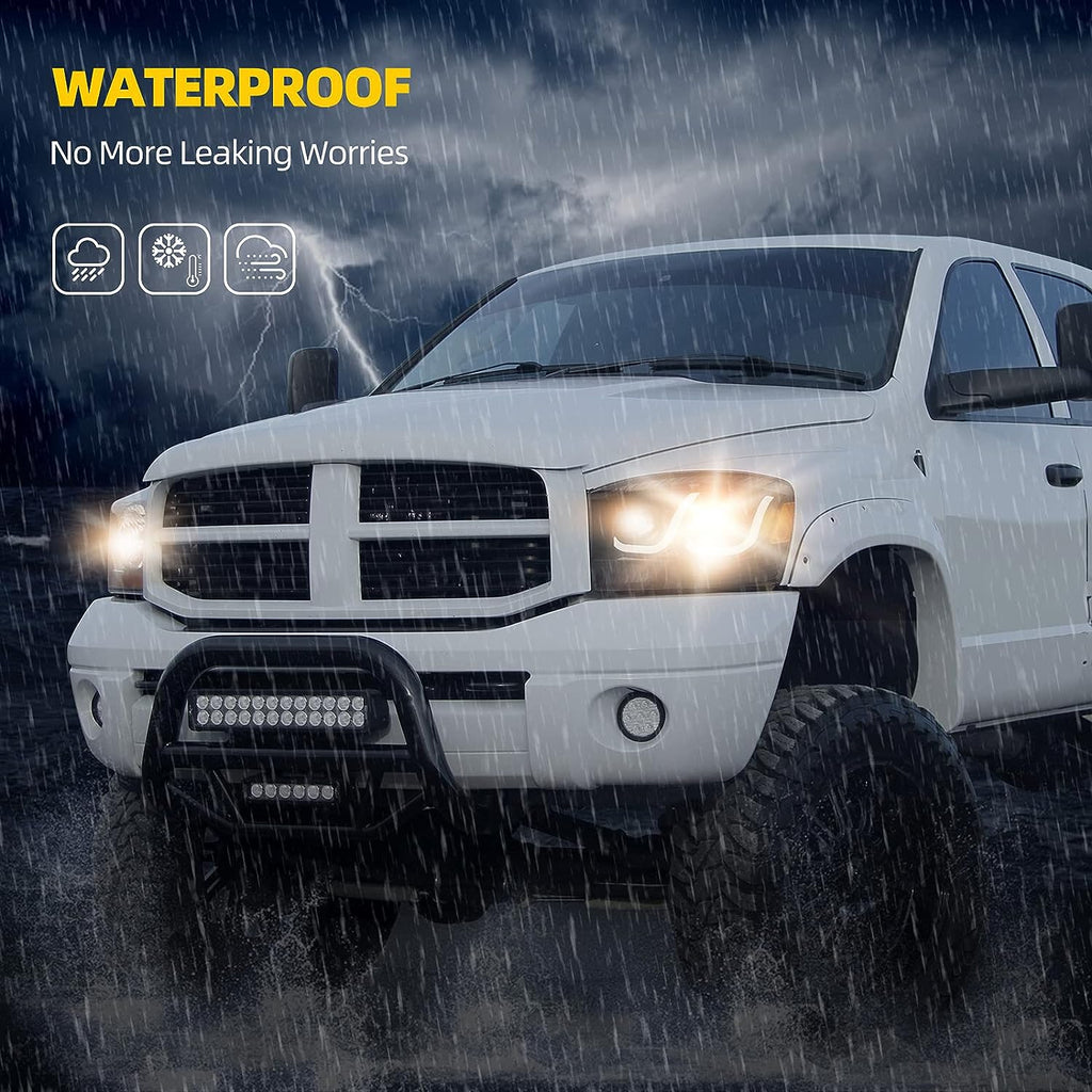 YITAMOTOR® LED DRL Projector Headlights For 2006-2008 Dodge Ram 1500 2500 3500 Pair Set